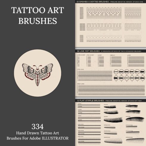 Tattoo Art Brushes for ILLUSTRATOR.