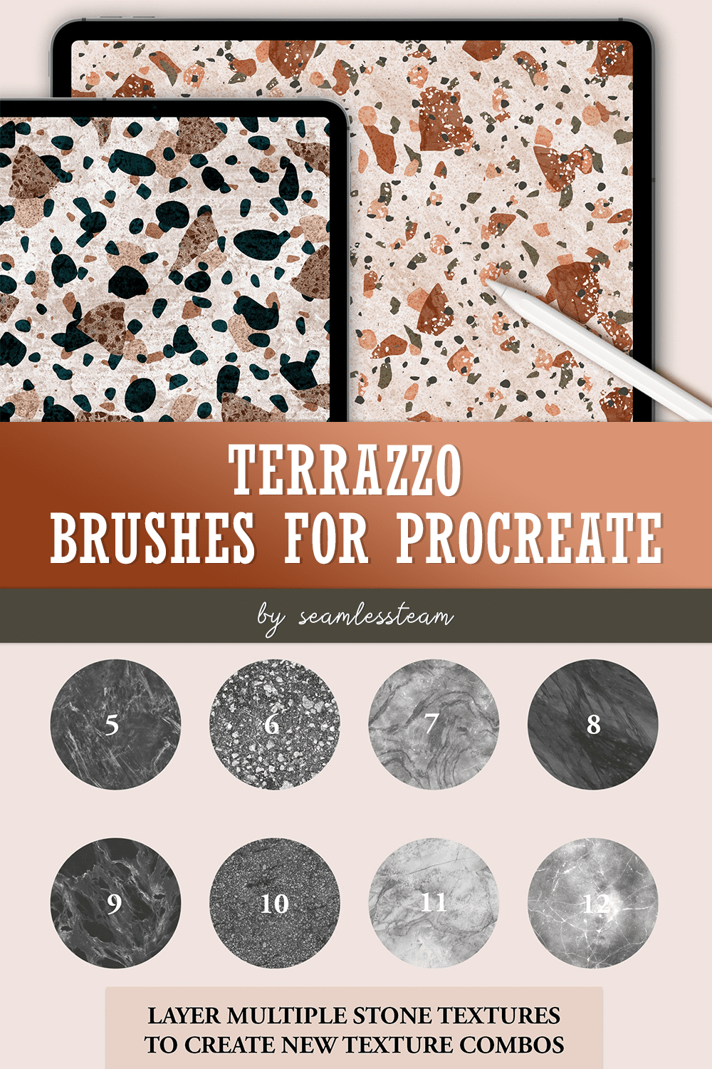 Terrazzo Brushes For Procreate - pinterest image preview.