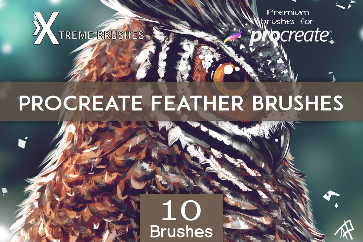 Cover image of Procreate Feather Brushes.