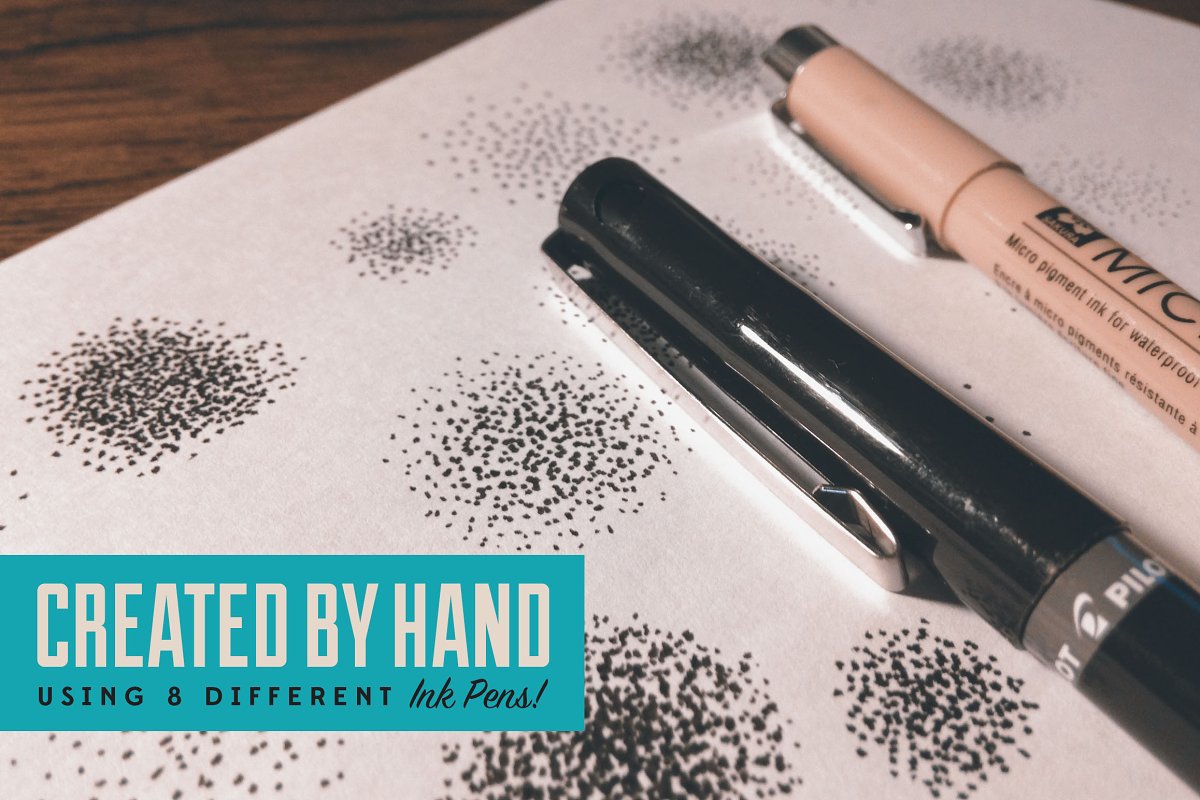 All elements are created by hand using 8 different ink pens.