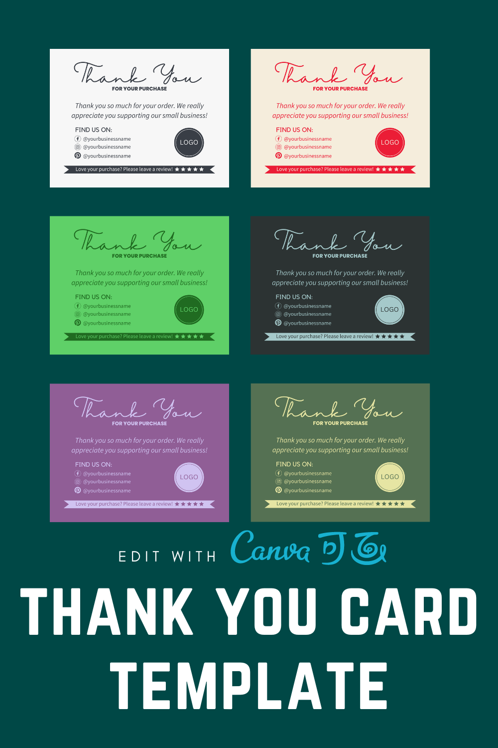 Simple Thank You Card Business Template - pinterest image preview.