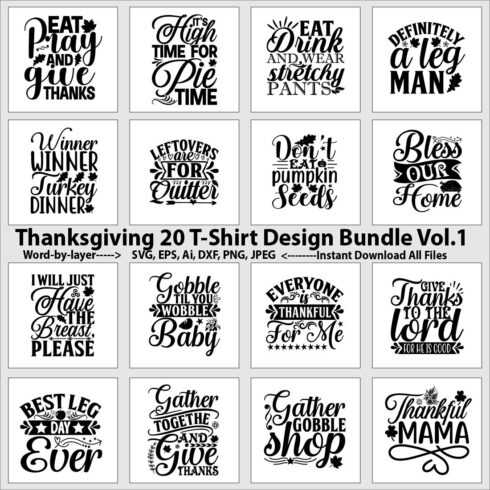 T-Shirt Thanksgiving SVG Design Bundle cover image.