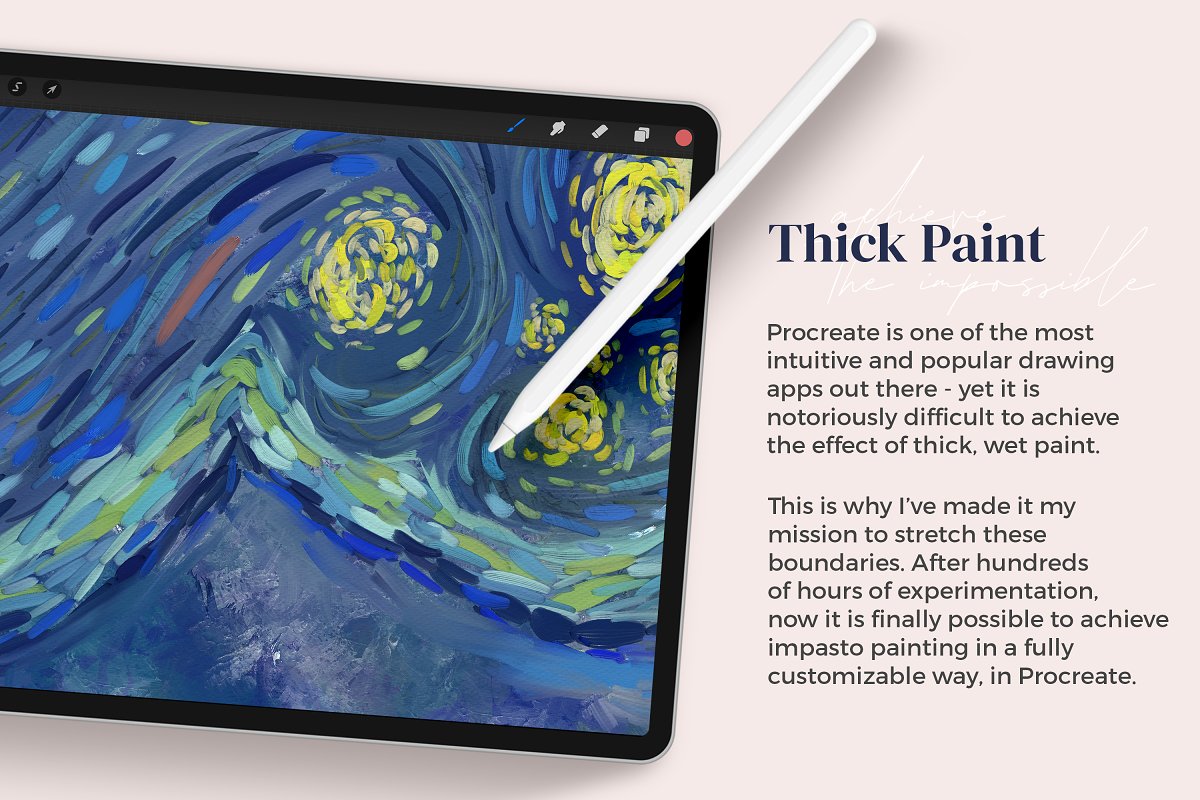 Thick paint image preview on the iPad.