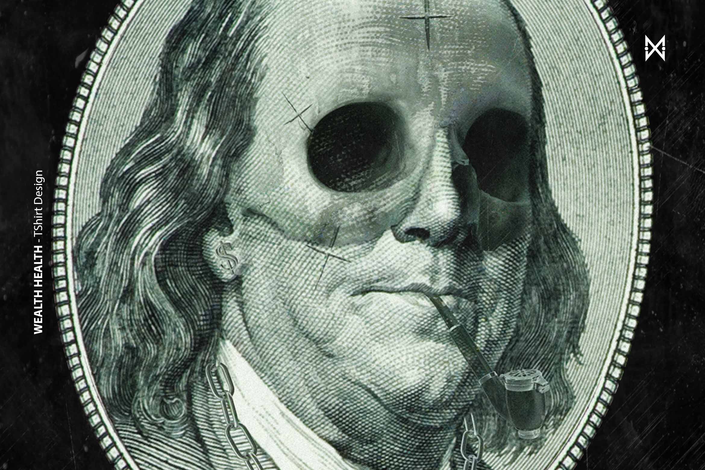Wonderful image with Benjamin Franklin without eyes.
