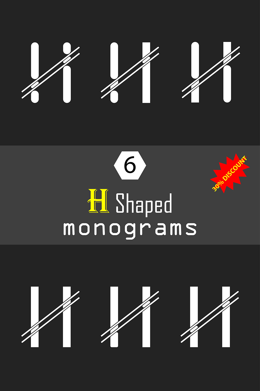 H Shaped Monograms Logos Design pinterest image.
