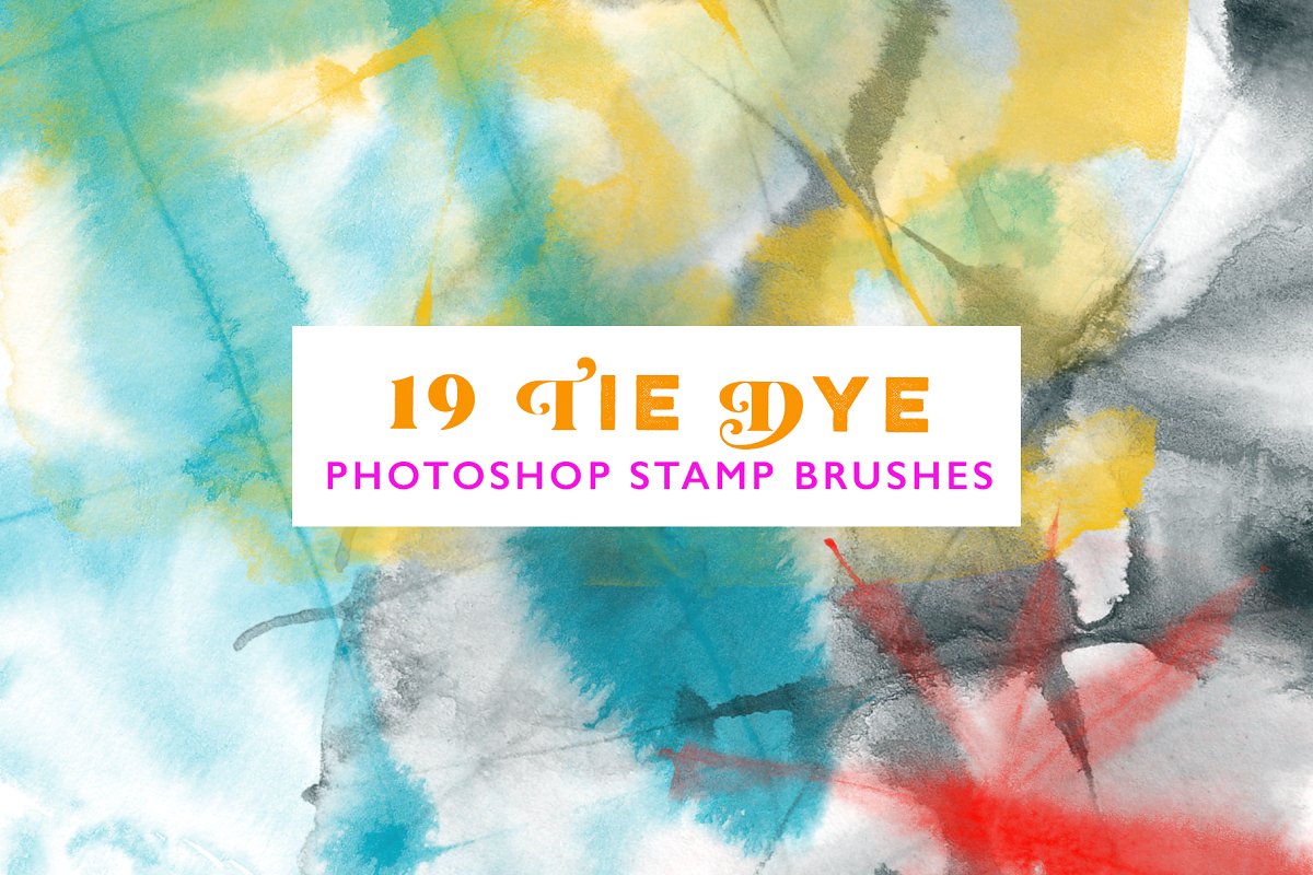 Great collection of 19 colorful tie dye photoshop stamp brushes.
