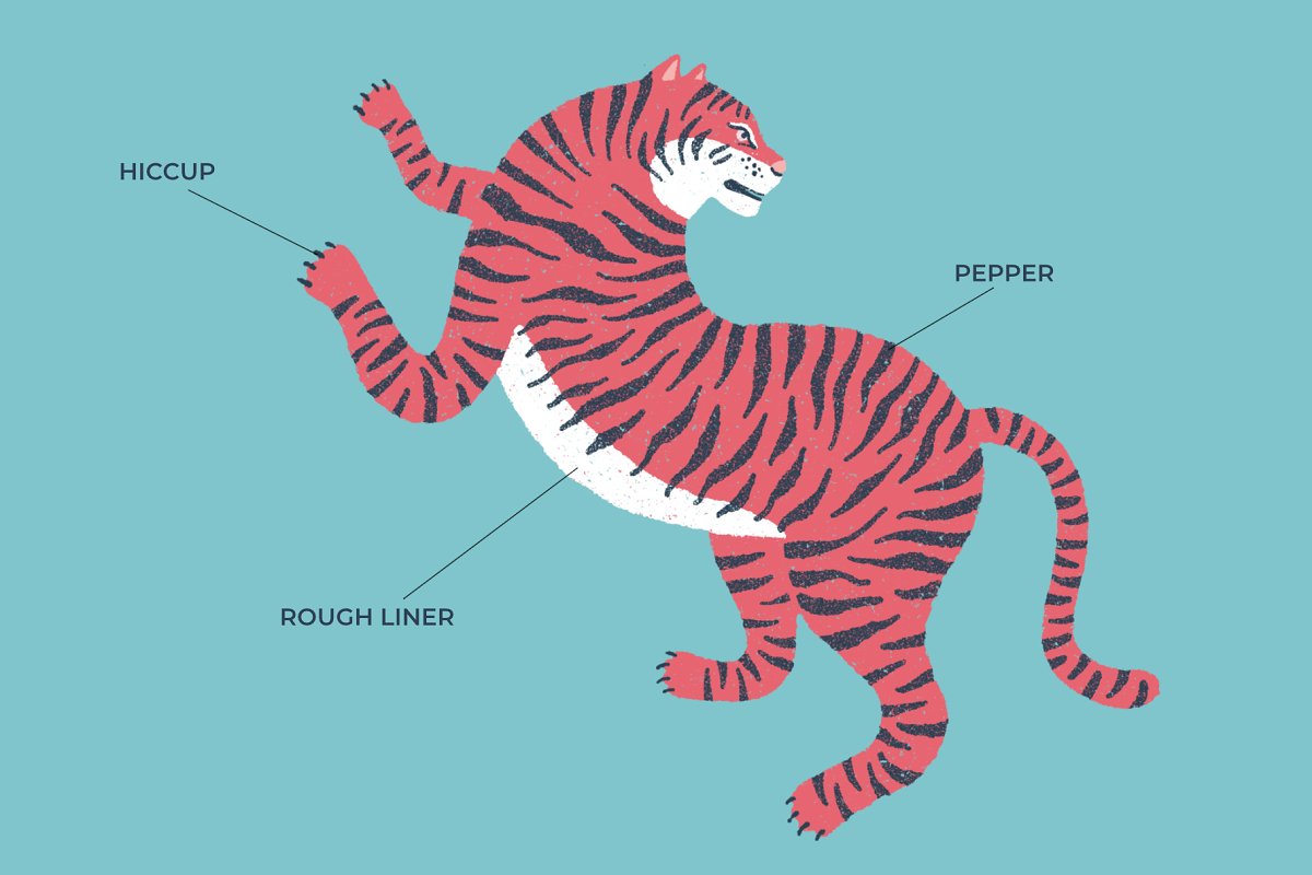 Illustration with a colorful tiger.