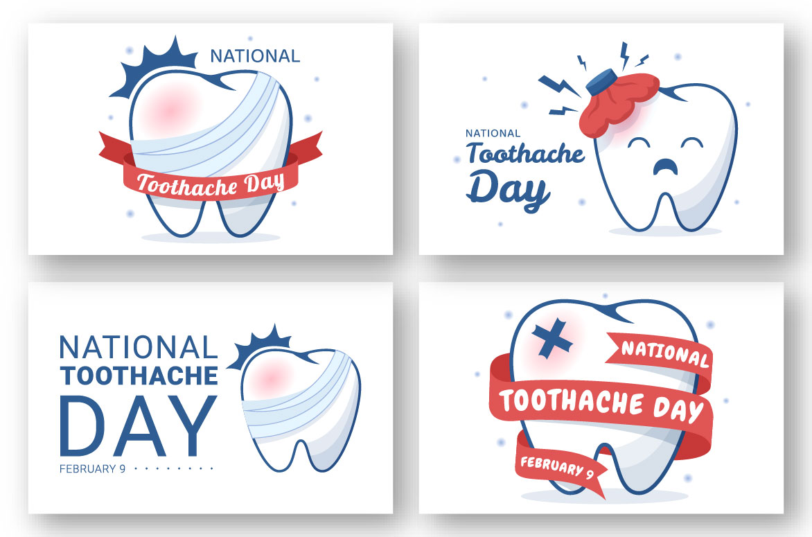 Toothache Day Design Illustrations preview image.