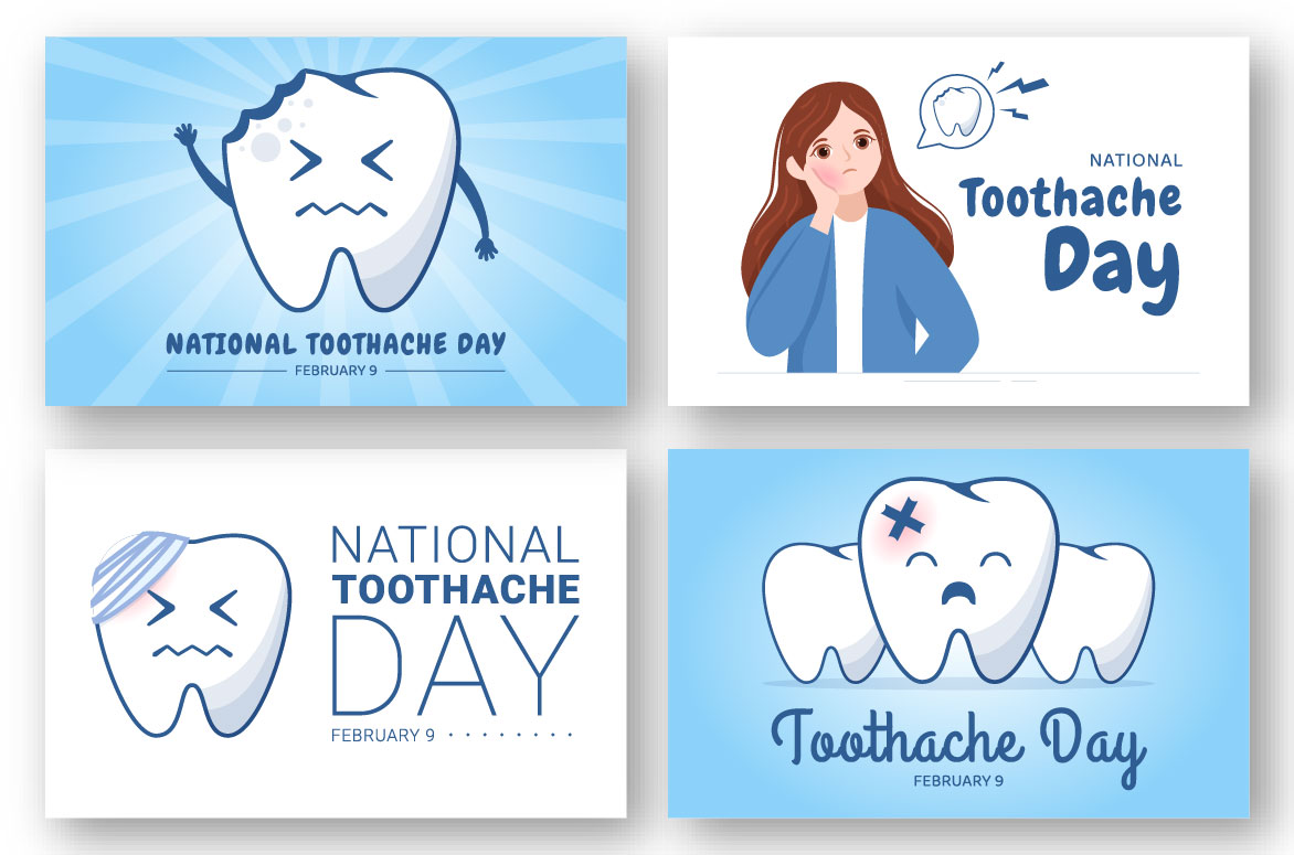 Cartoon Toothache Day Graphics preview image.