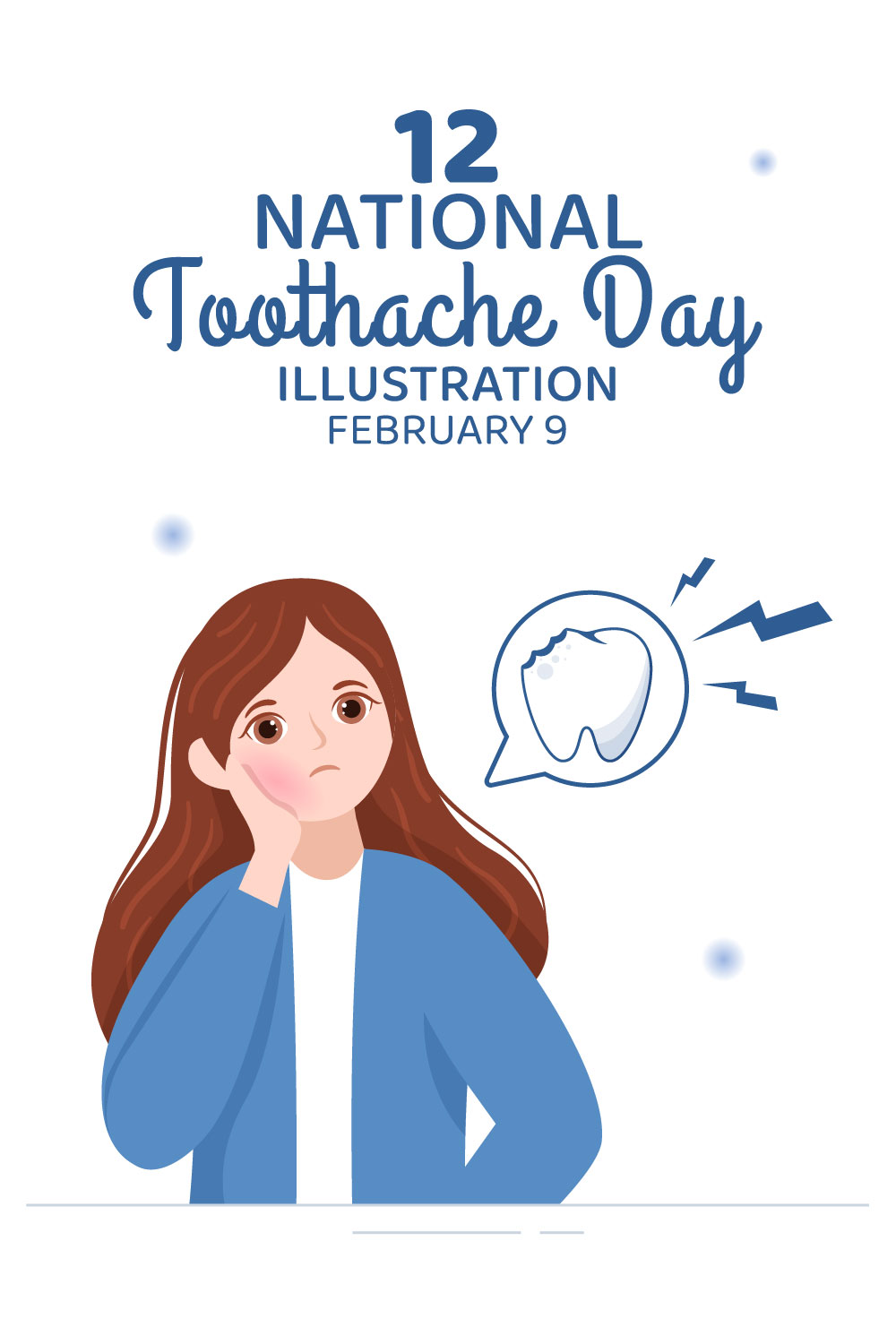 National Toothache Day Illustration pinterest image.