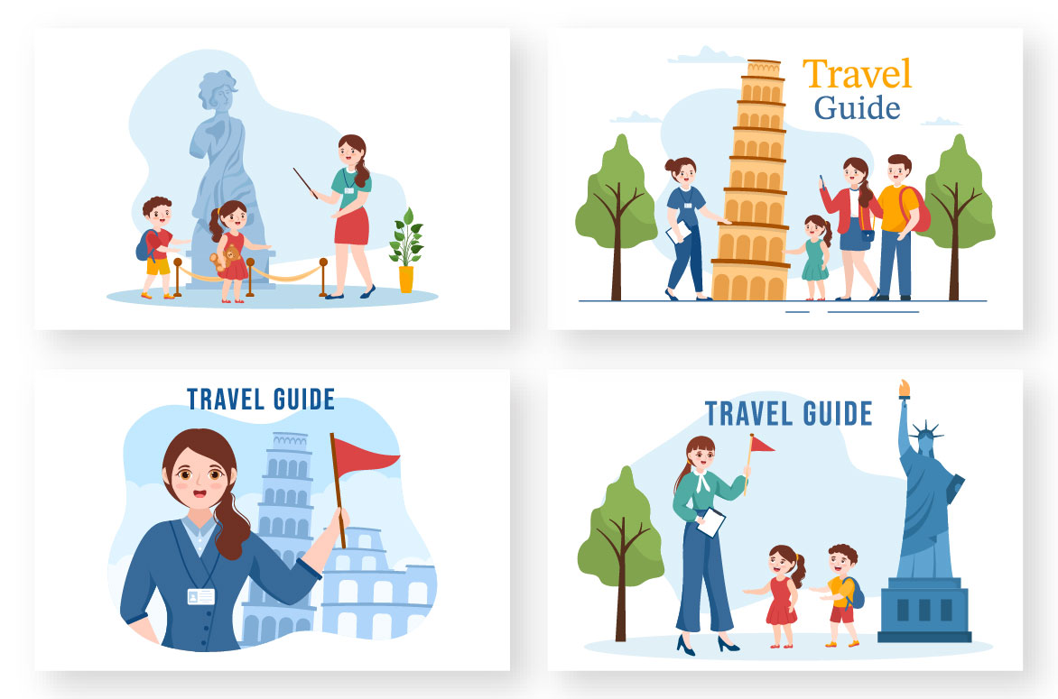 Big diversity of 10 Travel Guide And Tour Illustration.