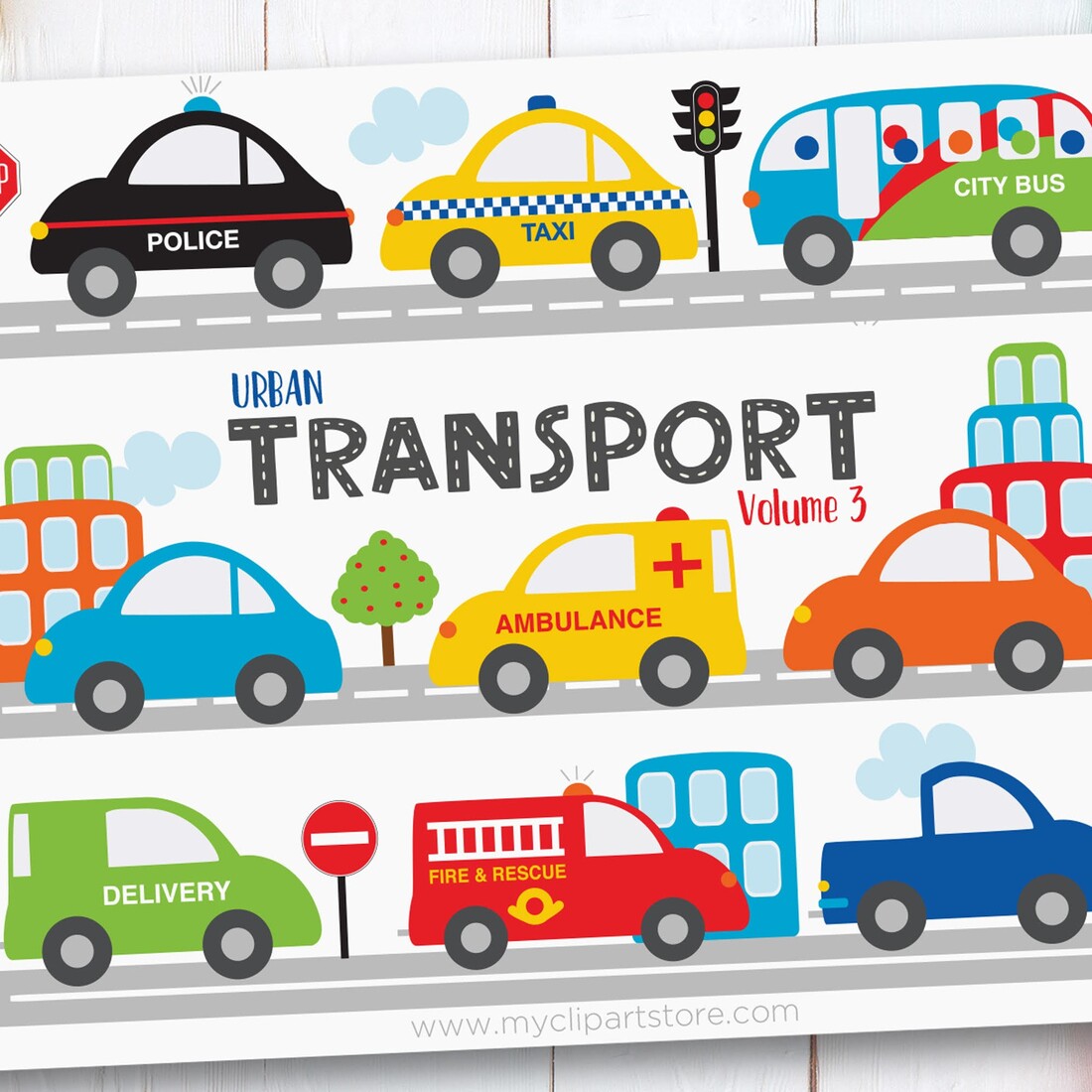 Trains, Planes & Trucks Clipart, SVG cover image.