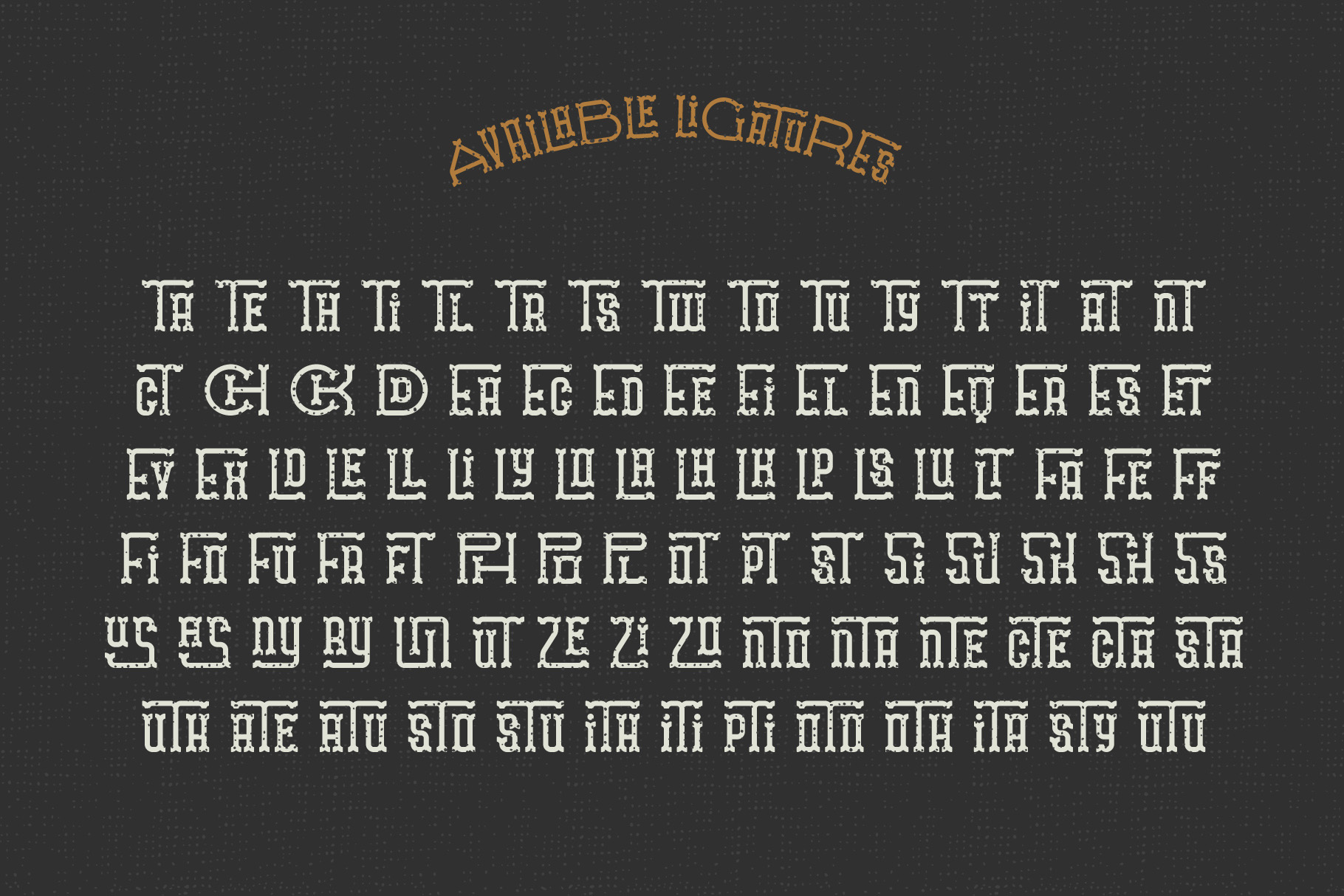 Traveler v.2 Typeface available ligatures.