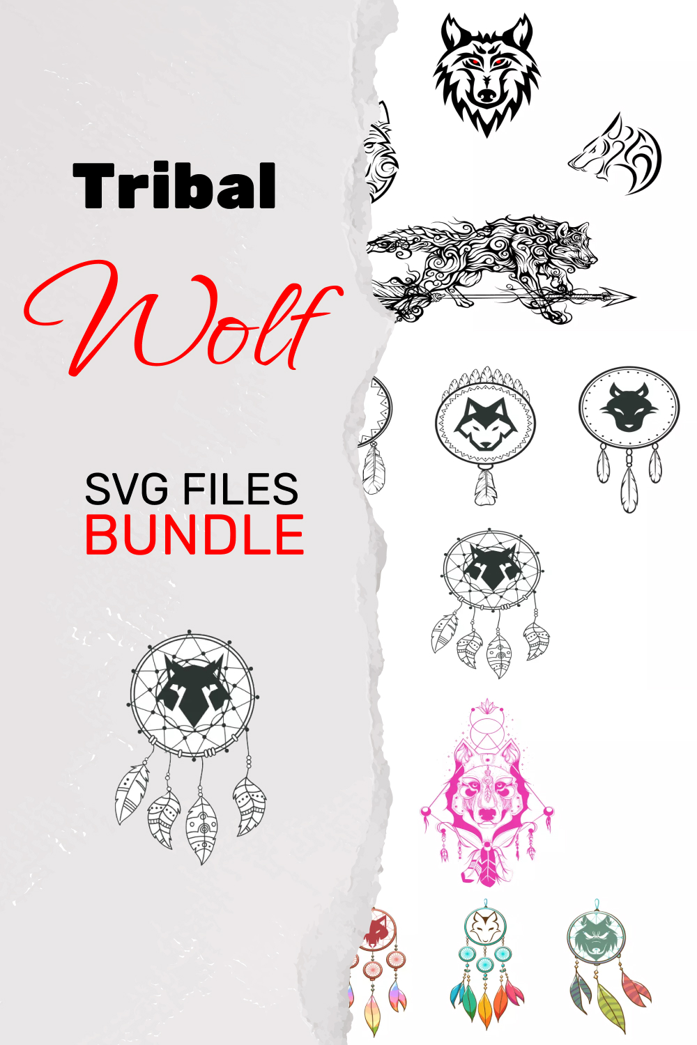 tribal wolf svg files bundle pinterest 395