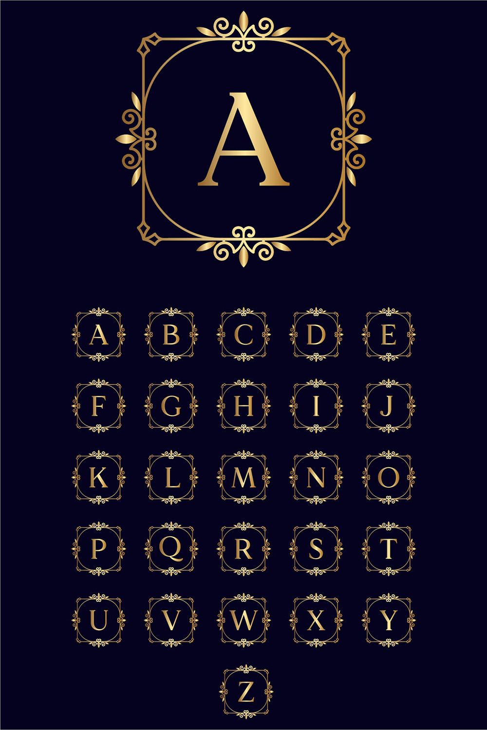 Artistic Gold Letter Logos Design pinterest image.