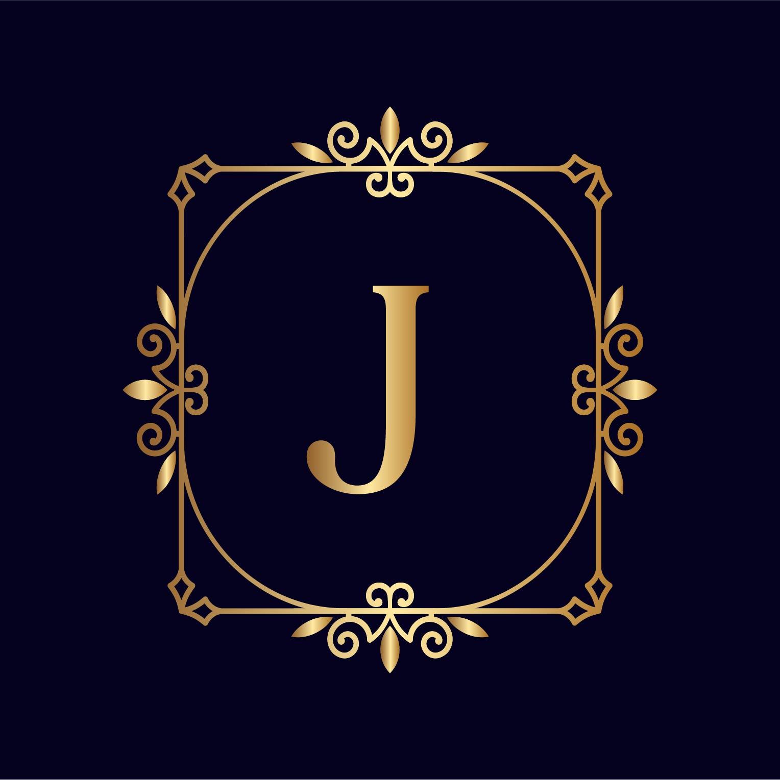 Artistic Gold Letter J Logos Design preview image.