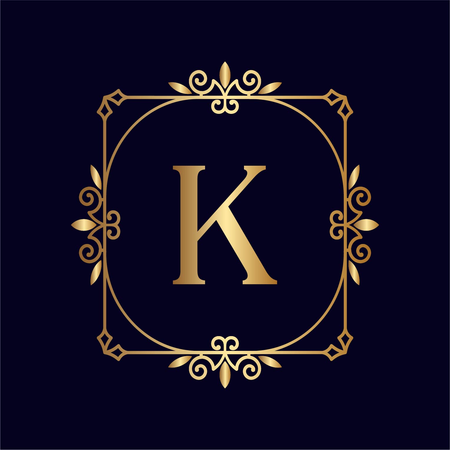 Artistic Gold Letter K Logos Design preview image.