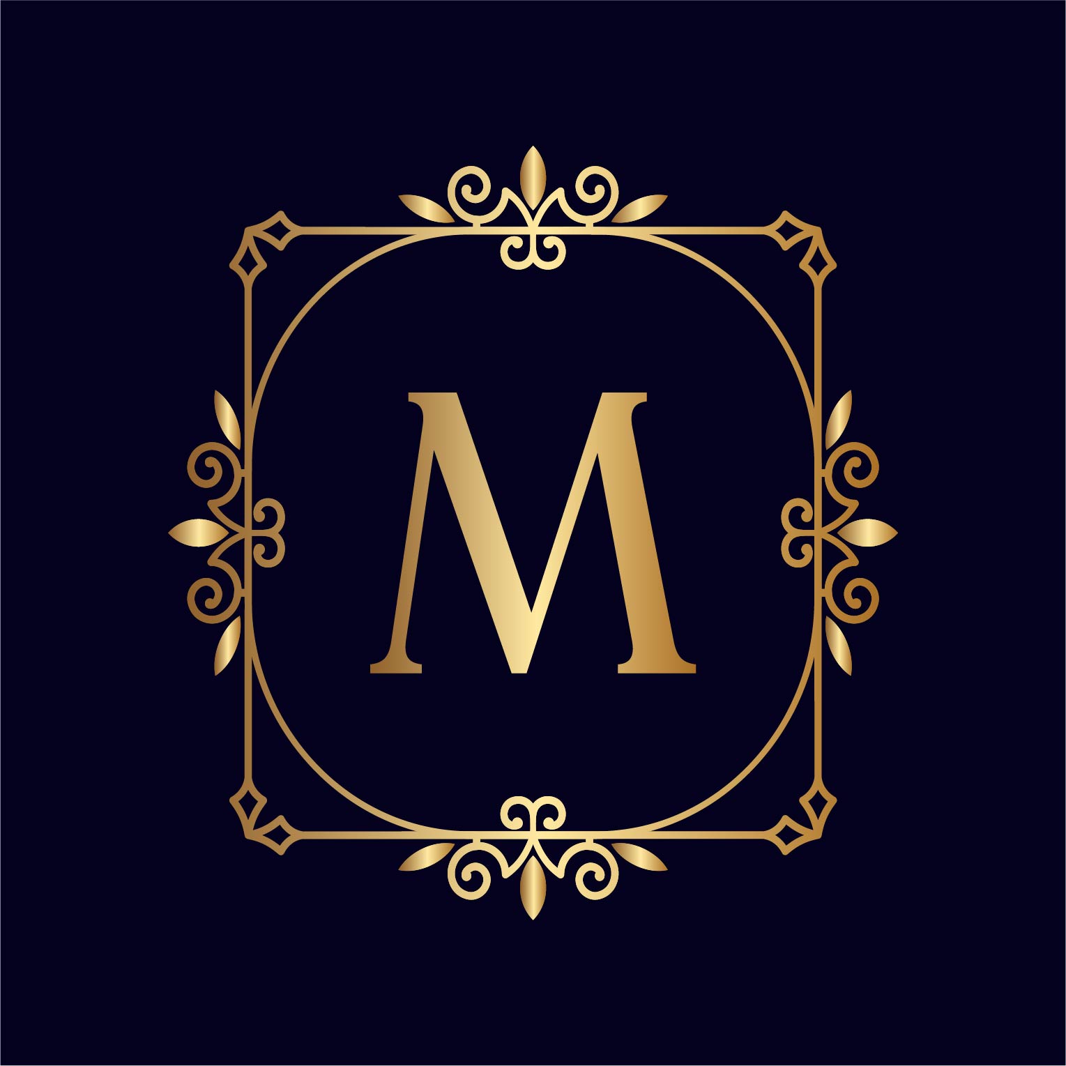 Artistic Gold Letter M Logos Design preview image.