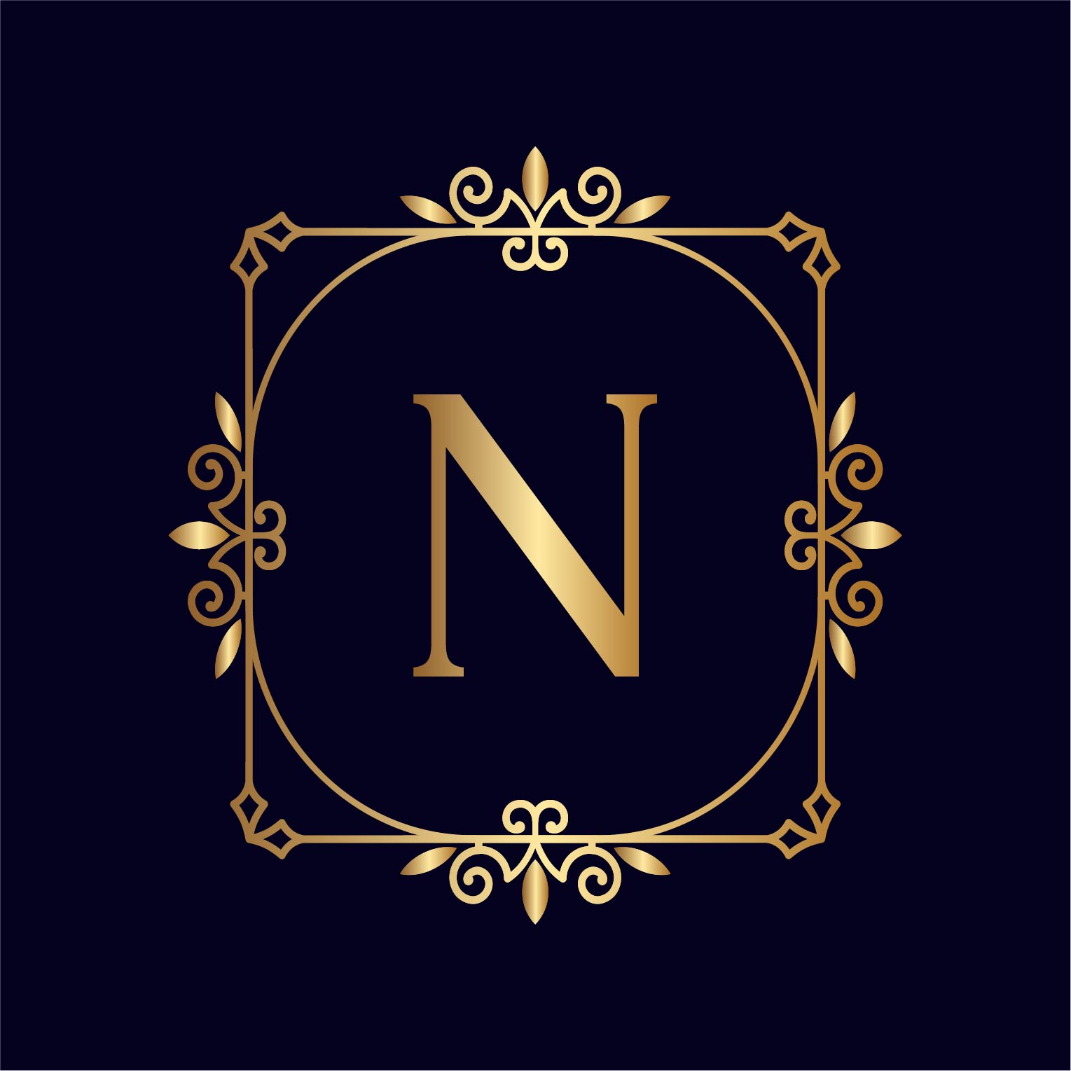 Artistic Gold Letter N Logos Design preview image.