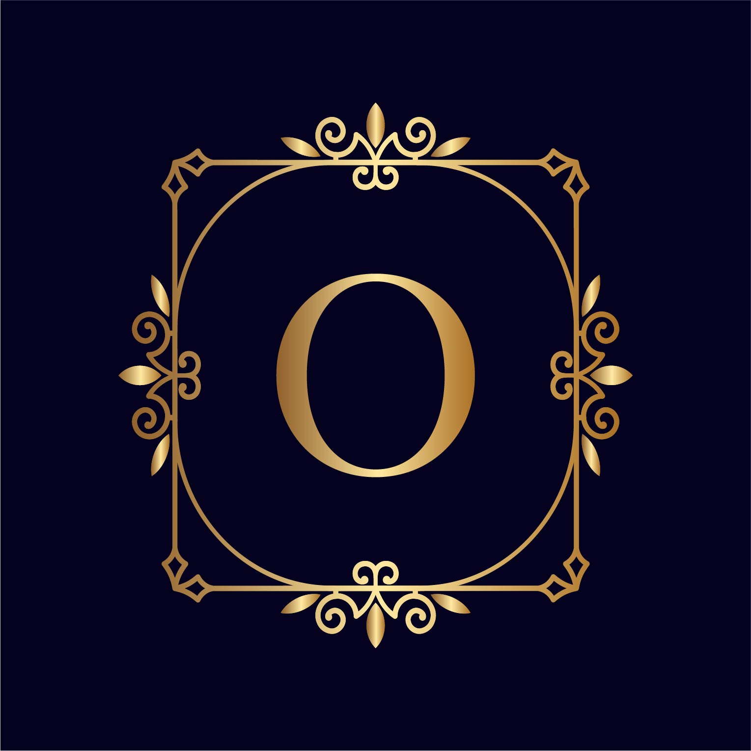 Artistic Gold Letter O Logos Design preview image.