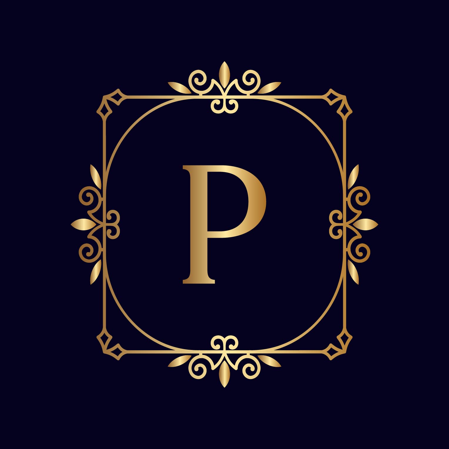 Artistic Gold Letter P Logos Design preview image.