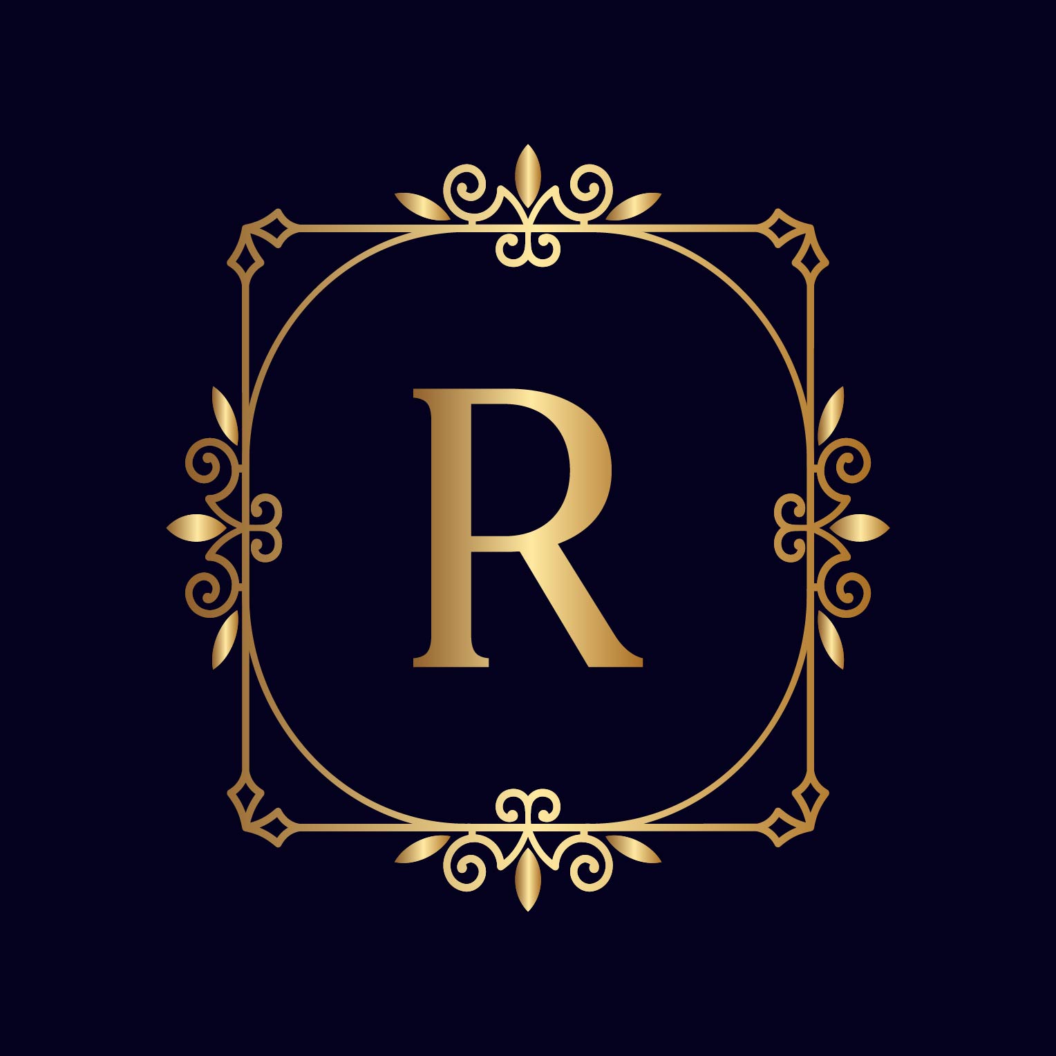 Artistic Gold Letter R Logos Design preview image.