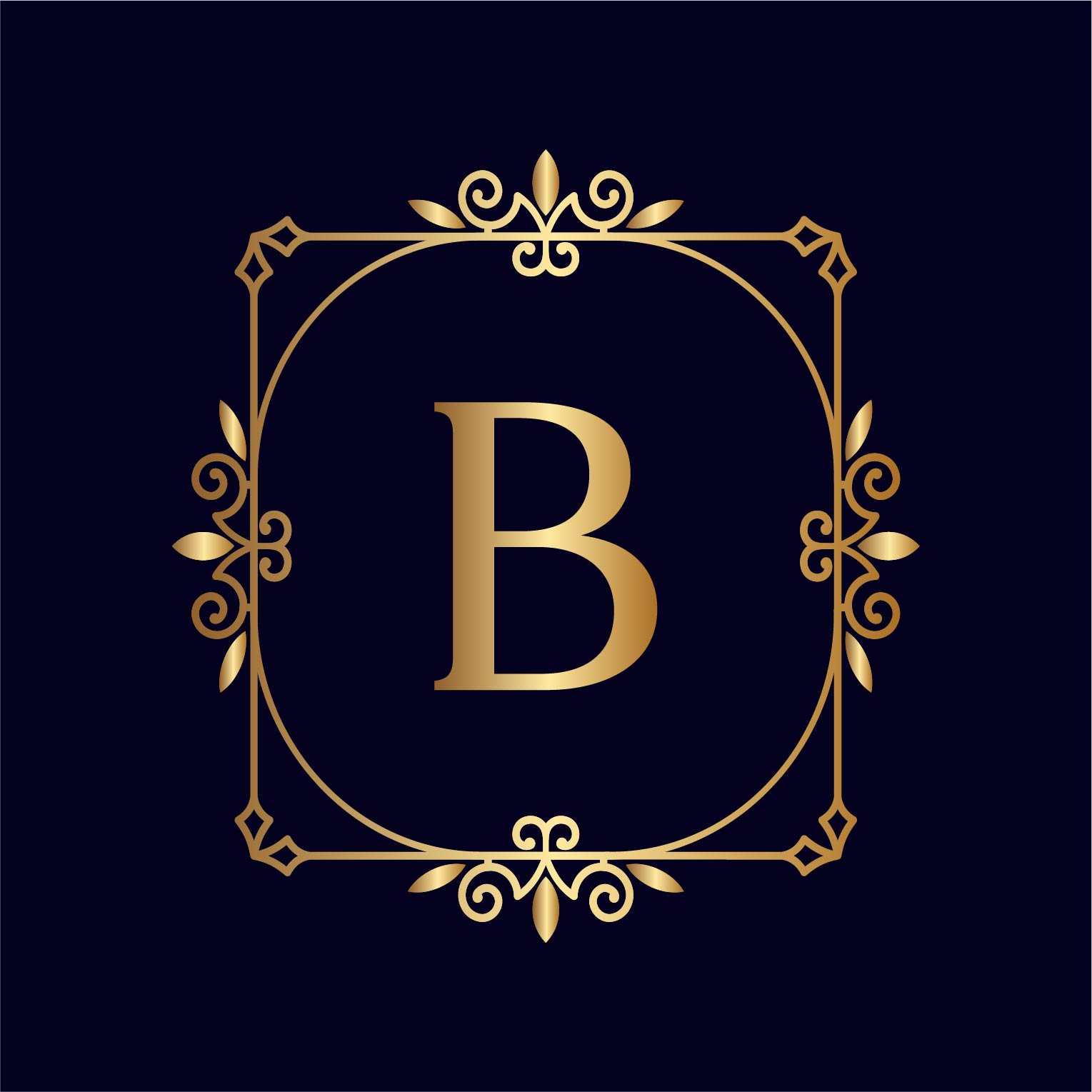Artistic Gold Letter B Logos Design preview image.