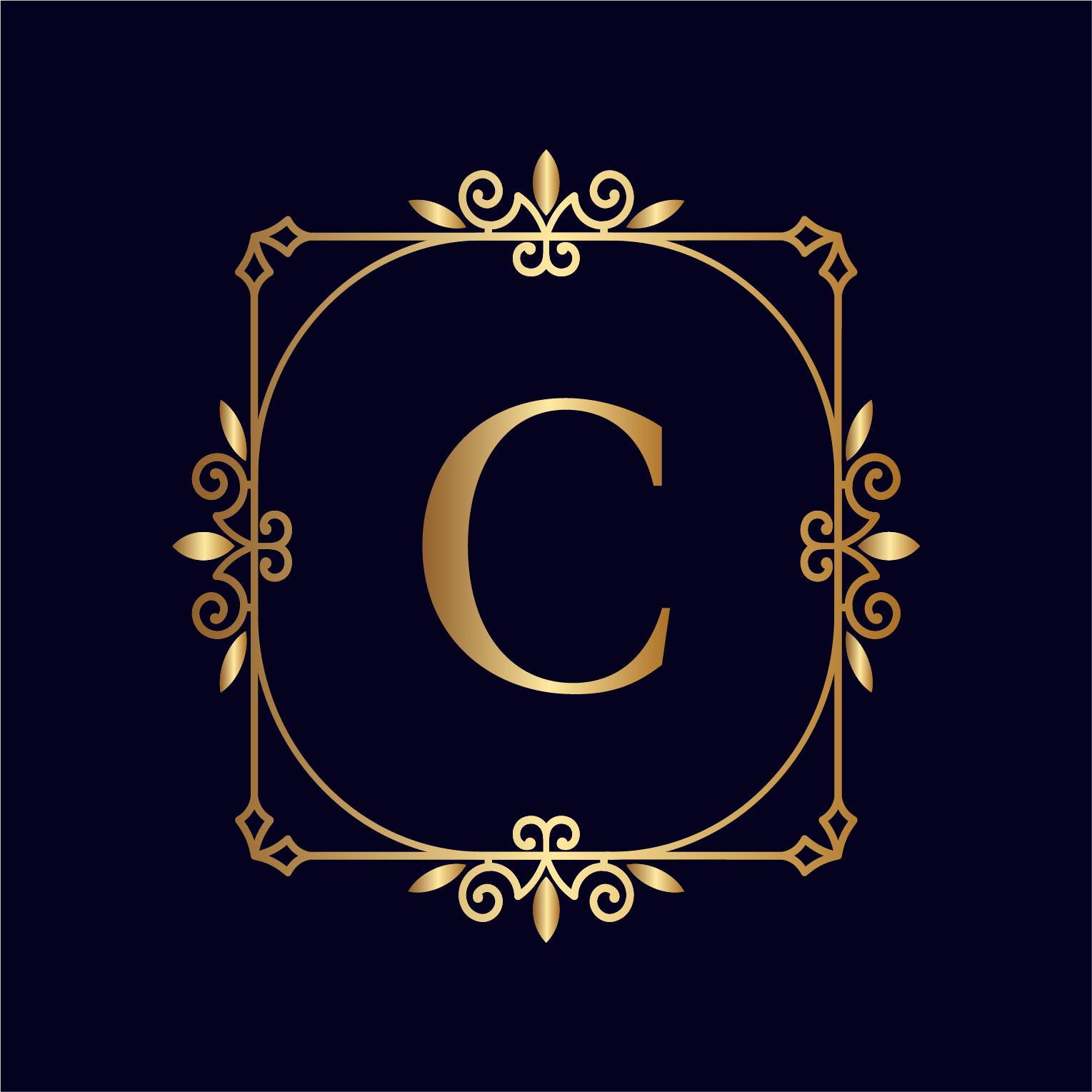 Artistic Gold Letter C Logos Design preview image.