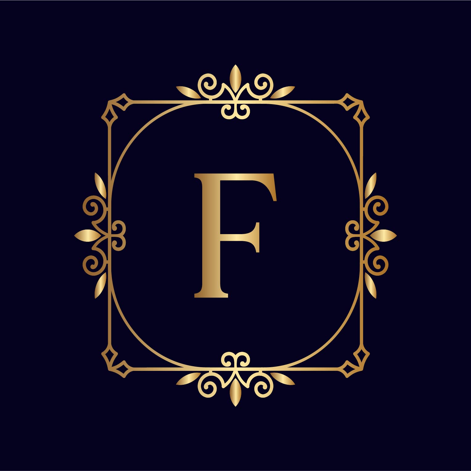 Artistic Gold Letter F Logos Design preview image.