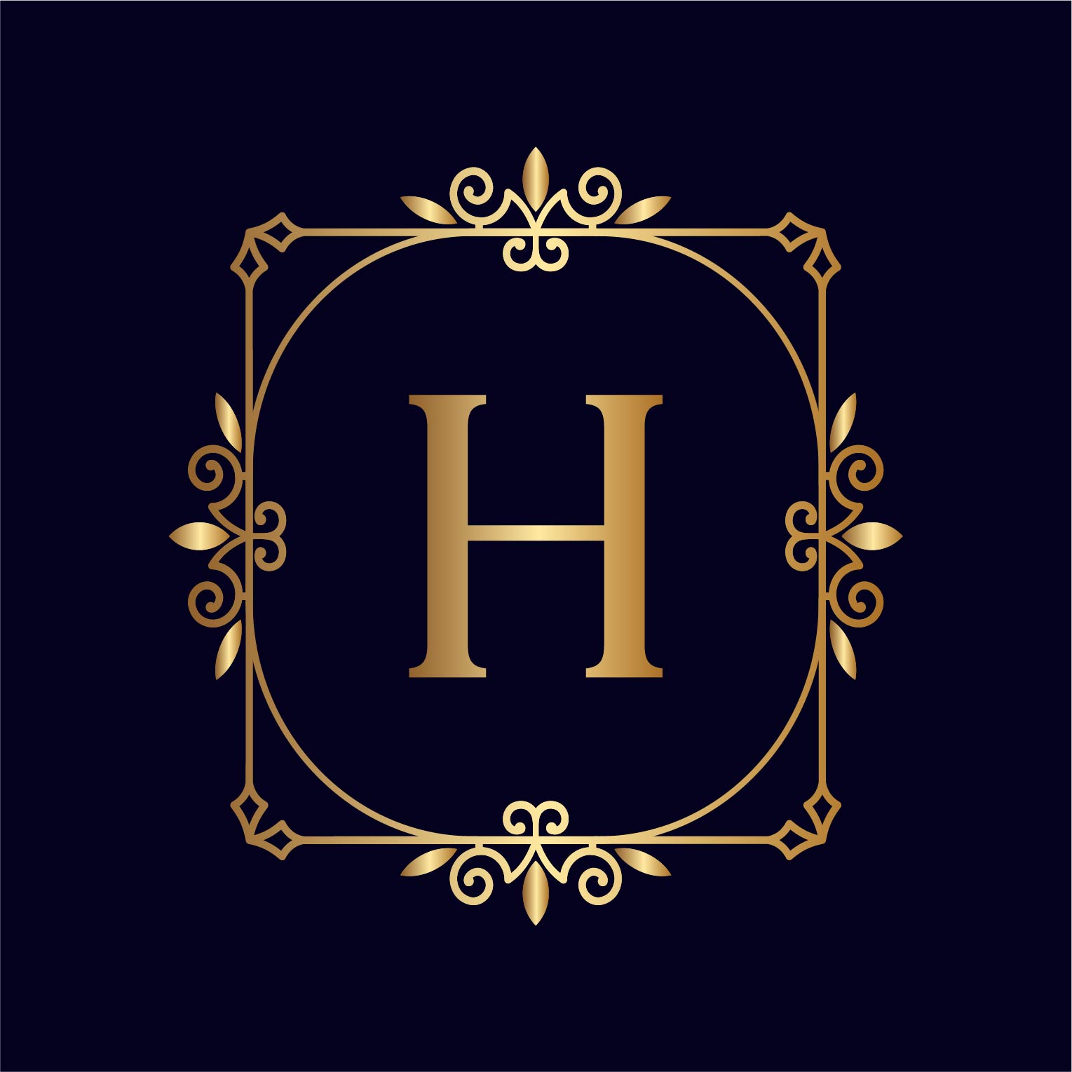 Artistic Gold Letter H Logos Design preview image.