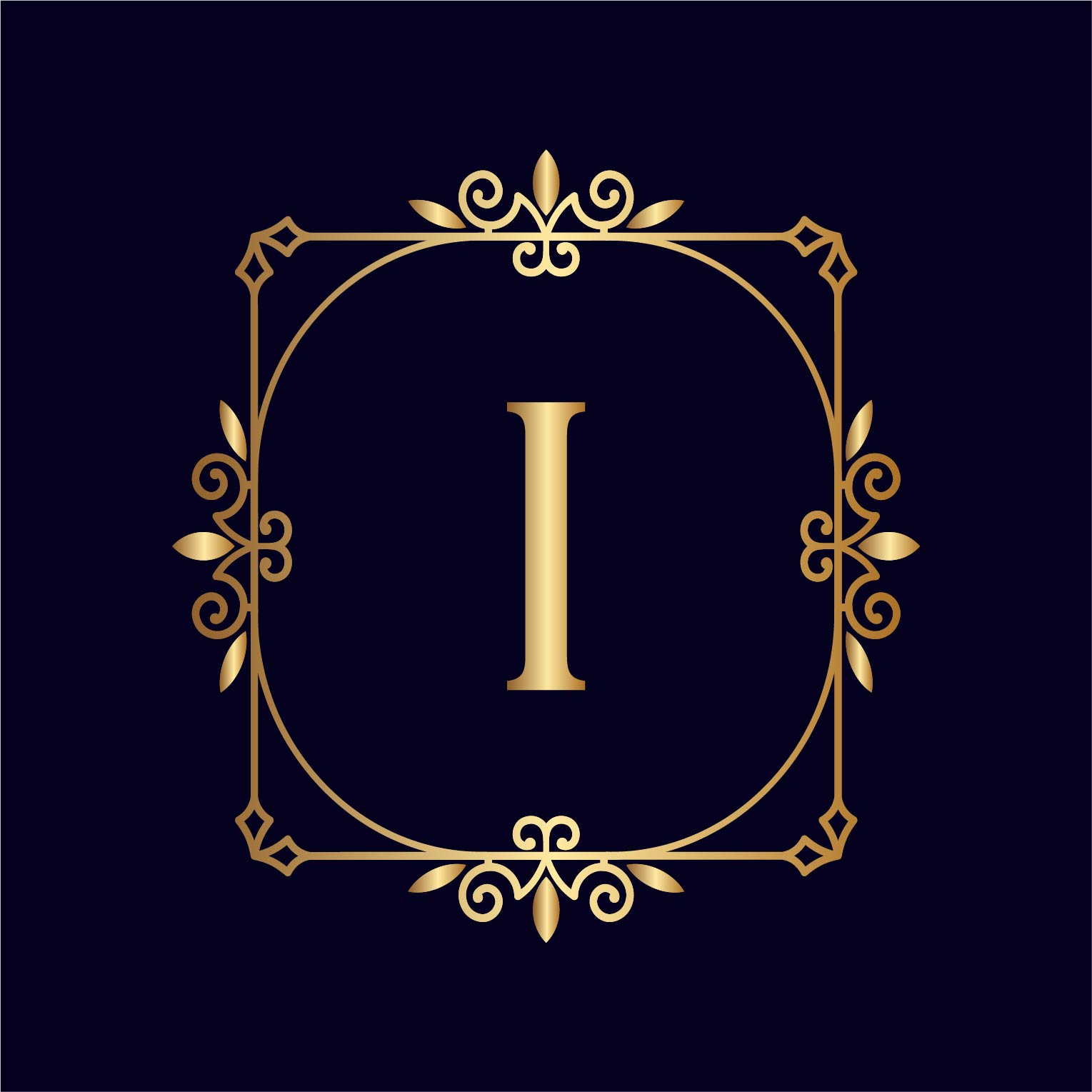 Artistic Gold Letter I Logos Design preview image.