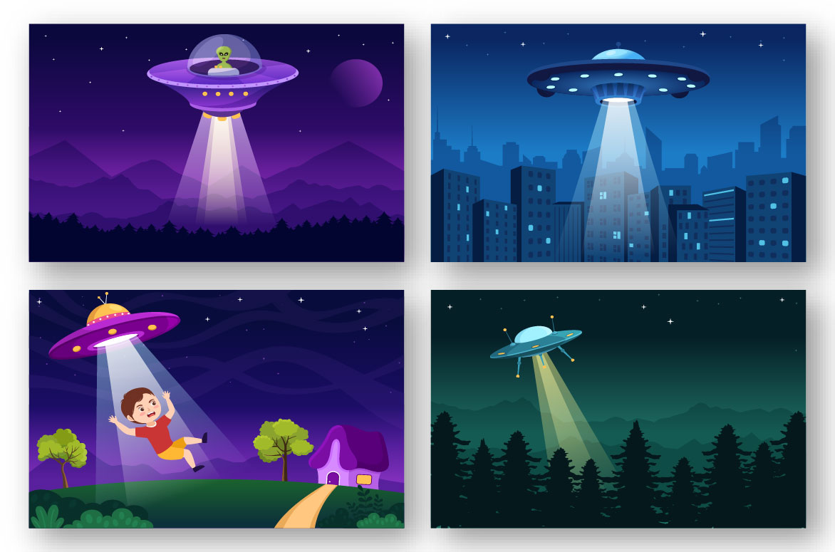 Flying Spaceship UFO Illustration preview image.