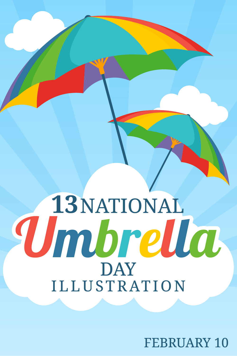 National Umbrella Day Illustration pinterest image.