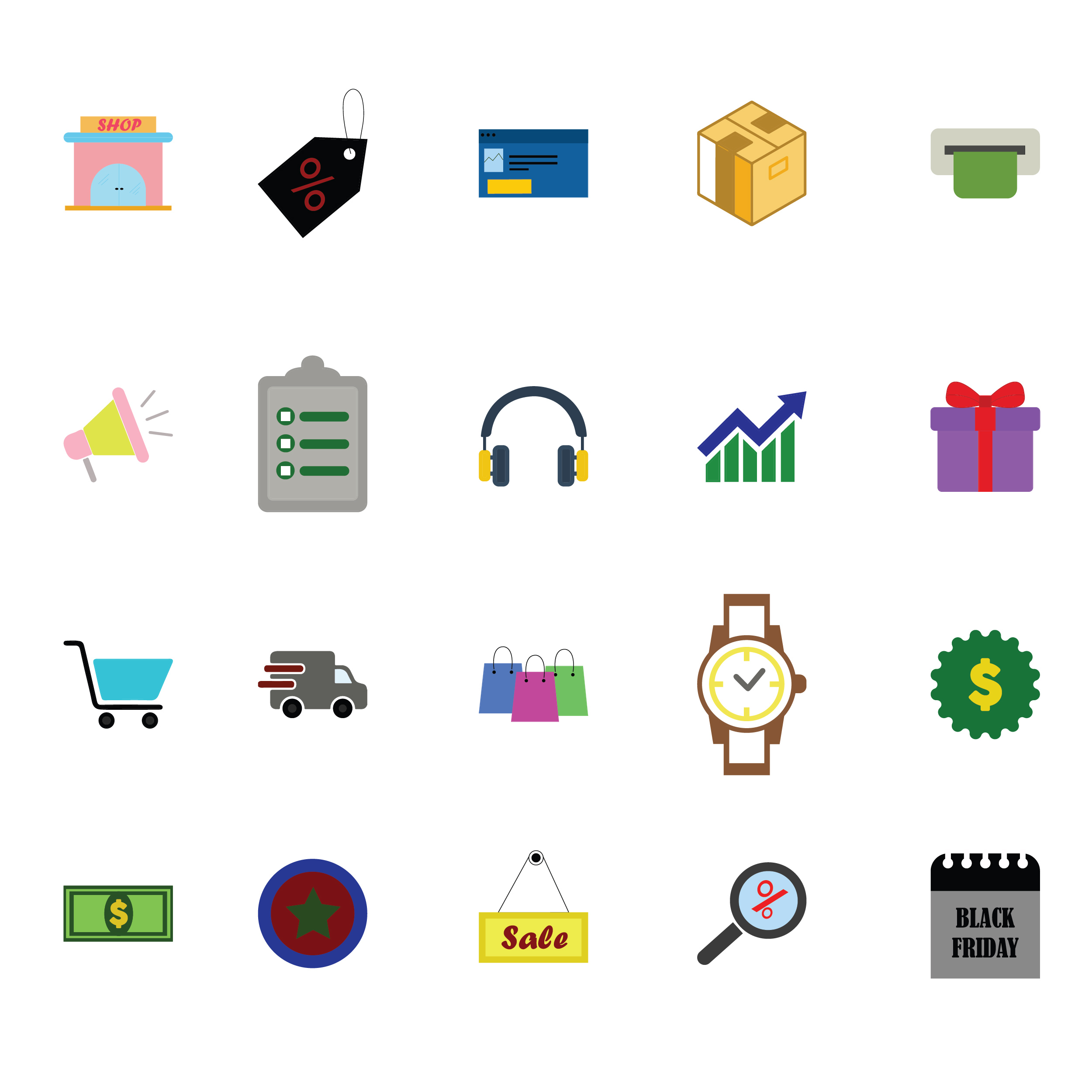 Black Friday Flat Icon Pack - main image preview.