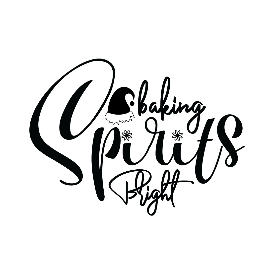 Image with unique black lettering for Baking Spirits Bright prints.