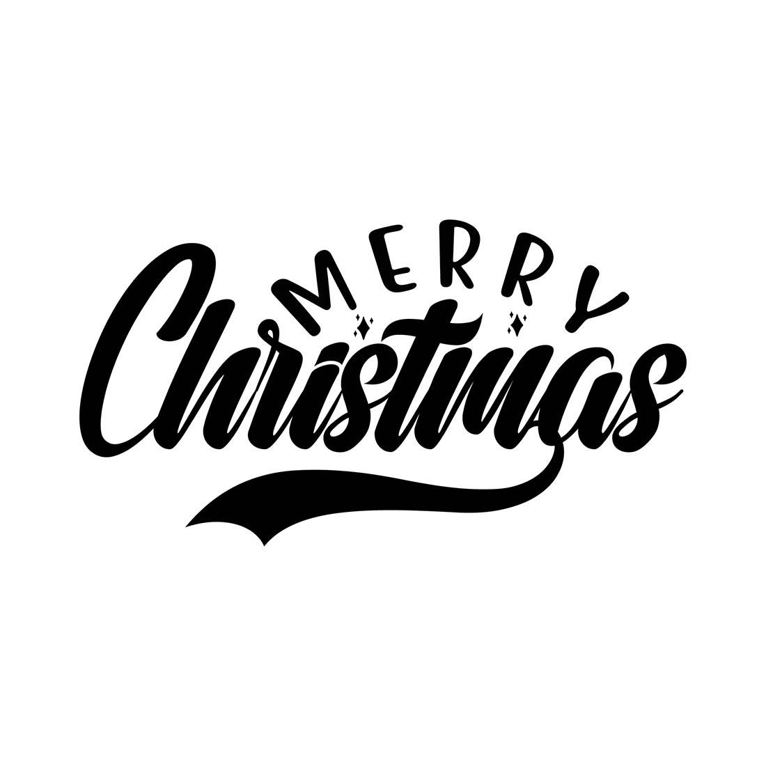 Image with amazing black lettering for prints "Merry Christmas".