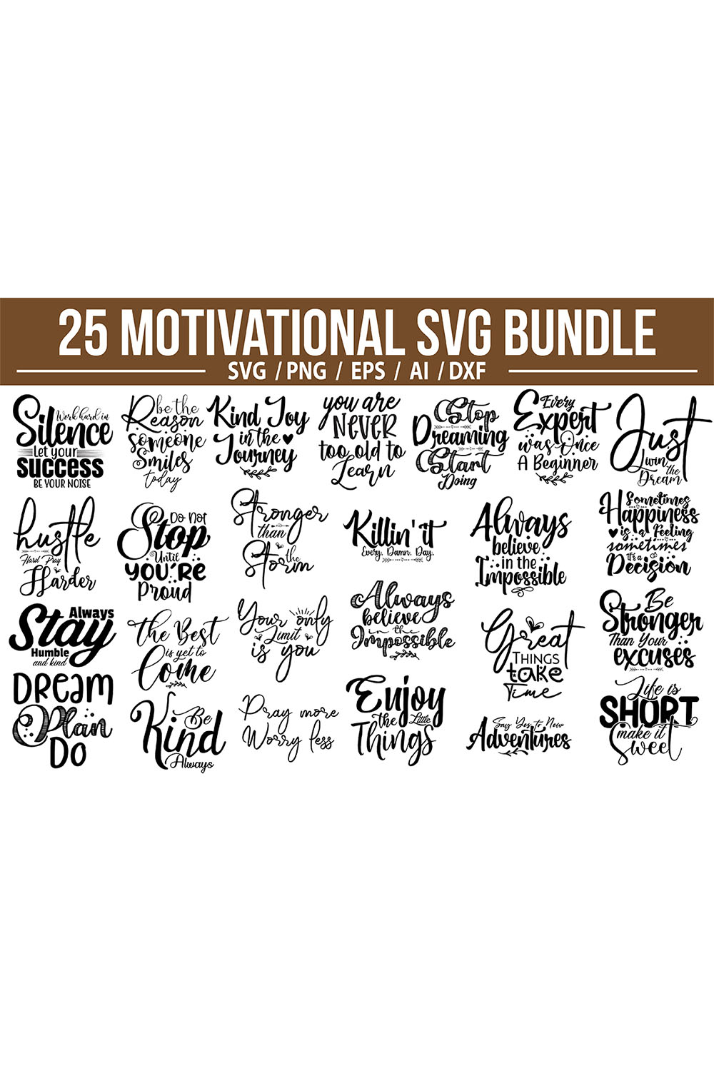 T-shirt Motivational SVG Bundle pinterest image.