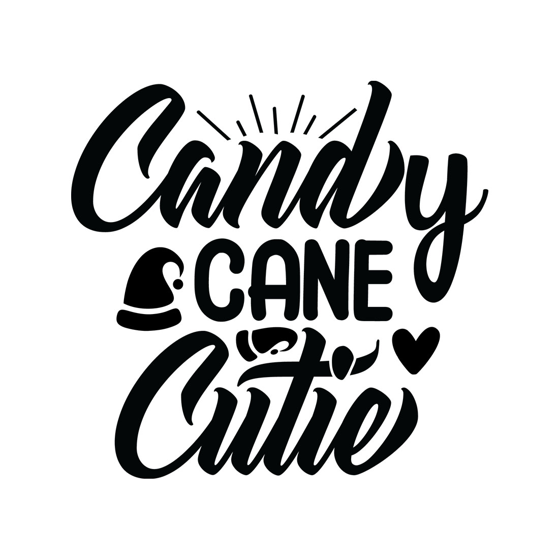 Image with beautiful black lettering for Candy Cane Cutie prints.