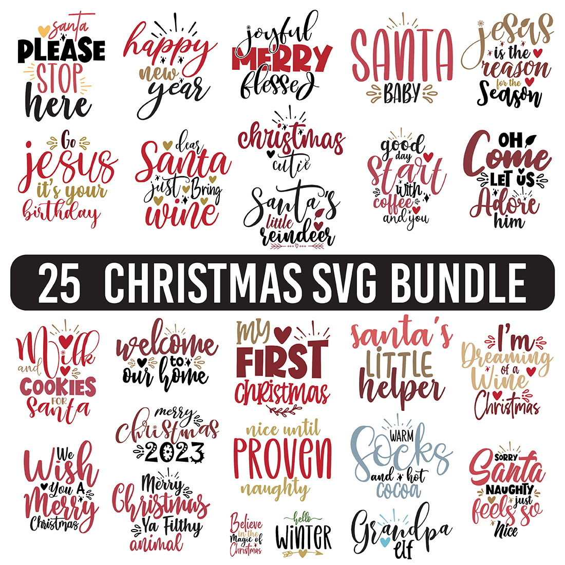 25 Christmas SVG Bundle - main image preview.