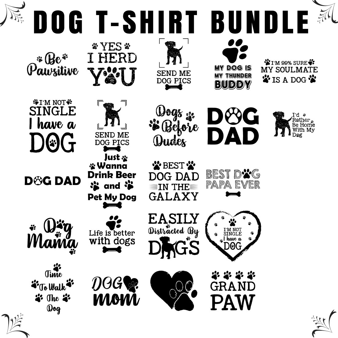 22 Print Ready Dog Typography T-Shirt Design Bundle - main image preview.