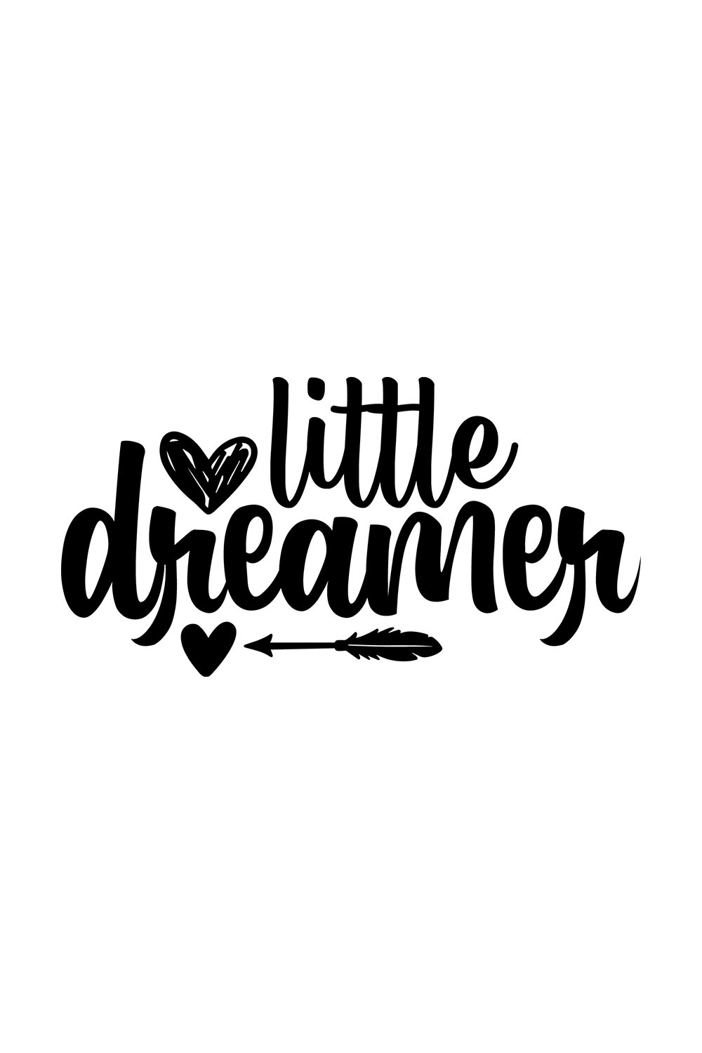 An image with a charming black inscription for prints little dreamer.