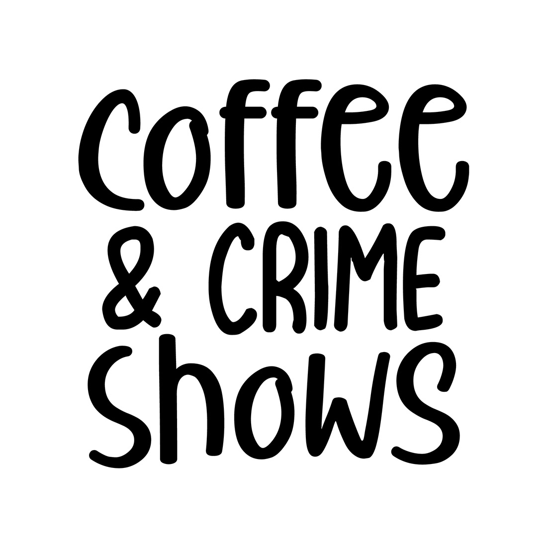 Image with a beautiful inscription for Coffee & Crime Shows prints.
