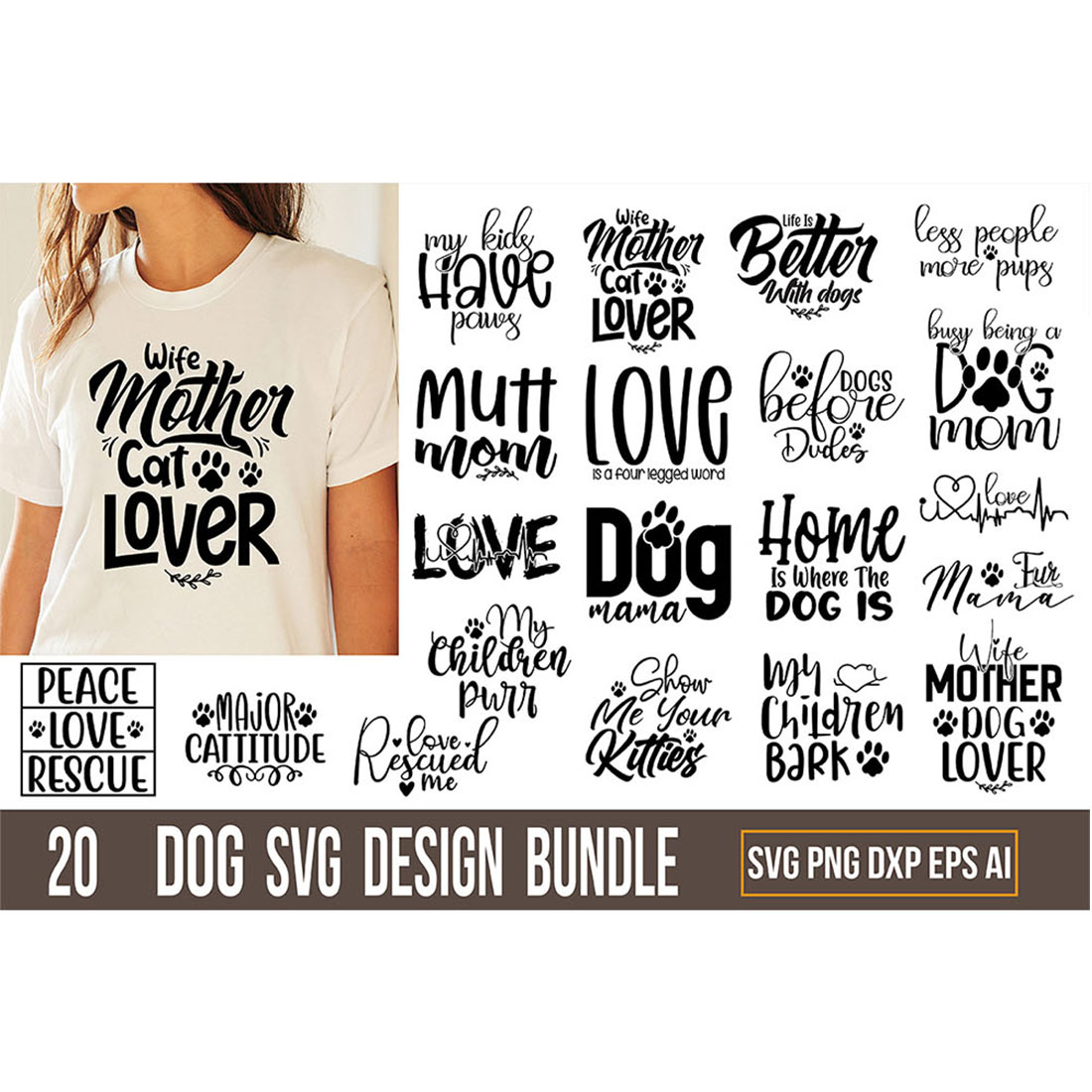 Dog T-shirt Design SVG Bundle cover image.