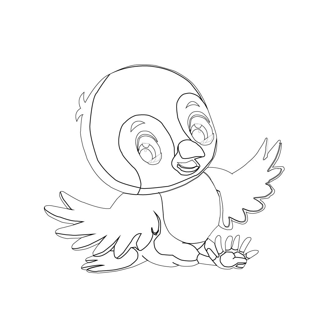 Cute Bird Logo line art.