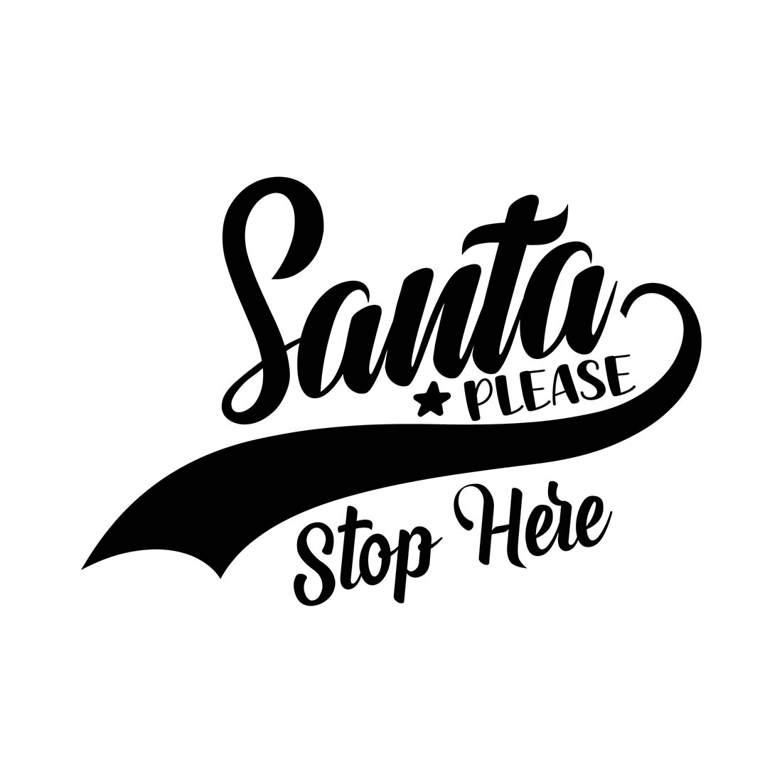 Image with adorable black lettering for Santa Please Stop Here prints.