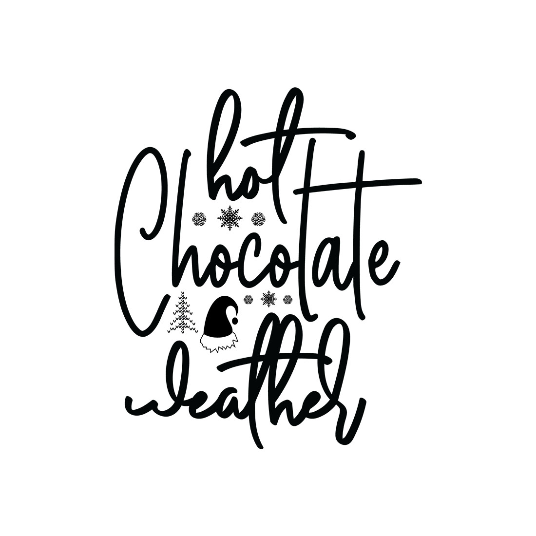 Image with colorful black lettering for Hot Chocolate Weather prints.