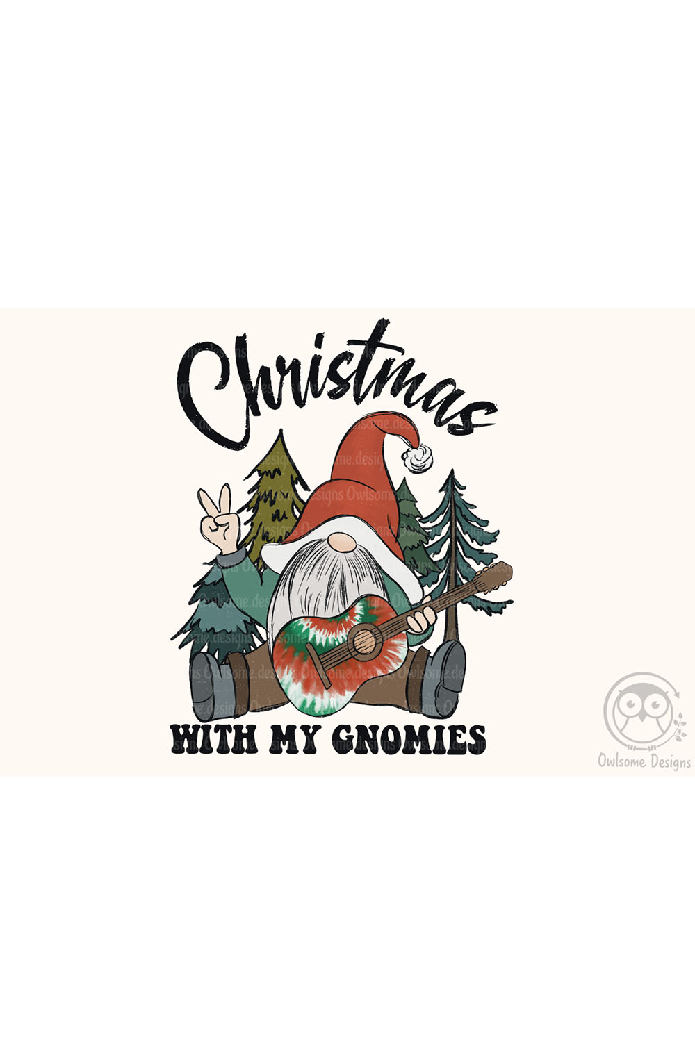 Hippie Gnomes Christmas Sublimation Design pinterest image.