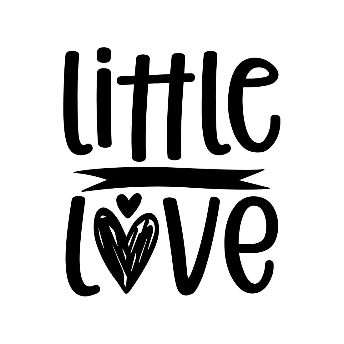 Image with charming black inscription for prints little love.