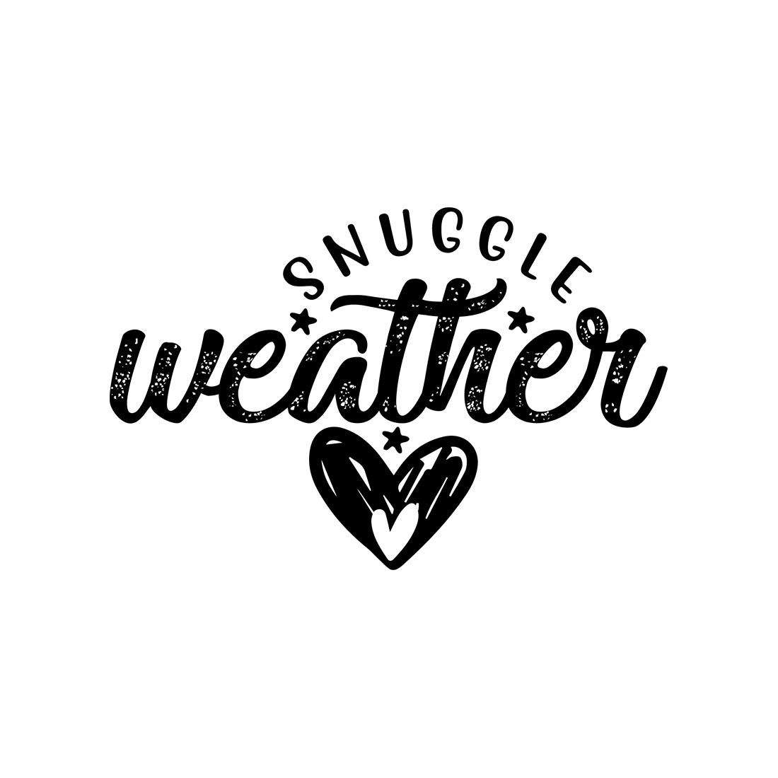 Image with exquisite black lettering for Snuggle Weather prints.