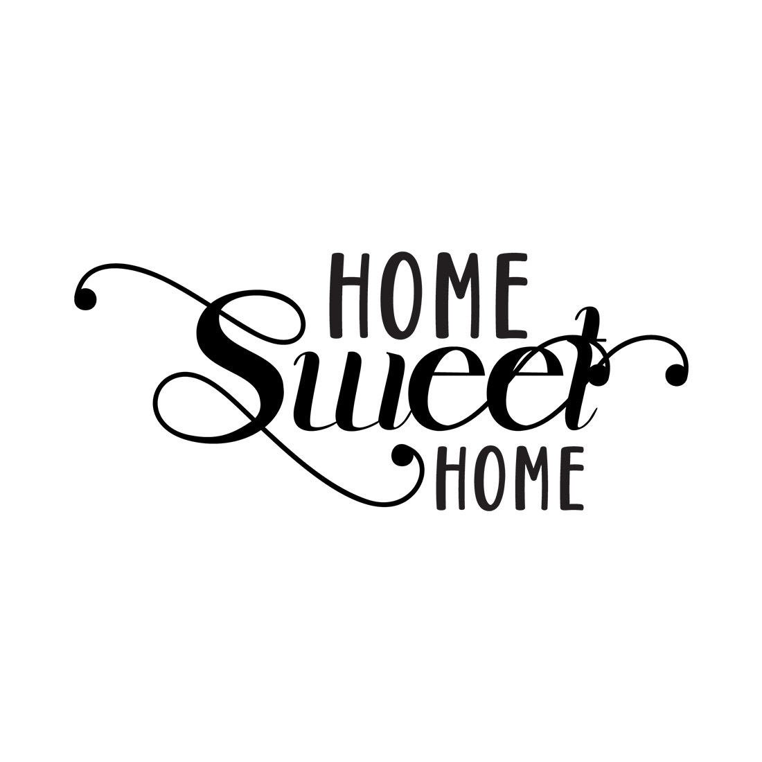 Image with beautiful black inscription home sweet home.